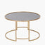 Veneziano Antique Gold Metal and Black Glass Coffee Table