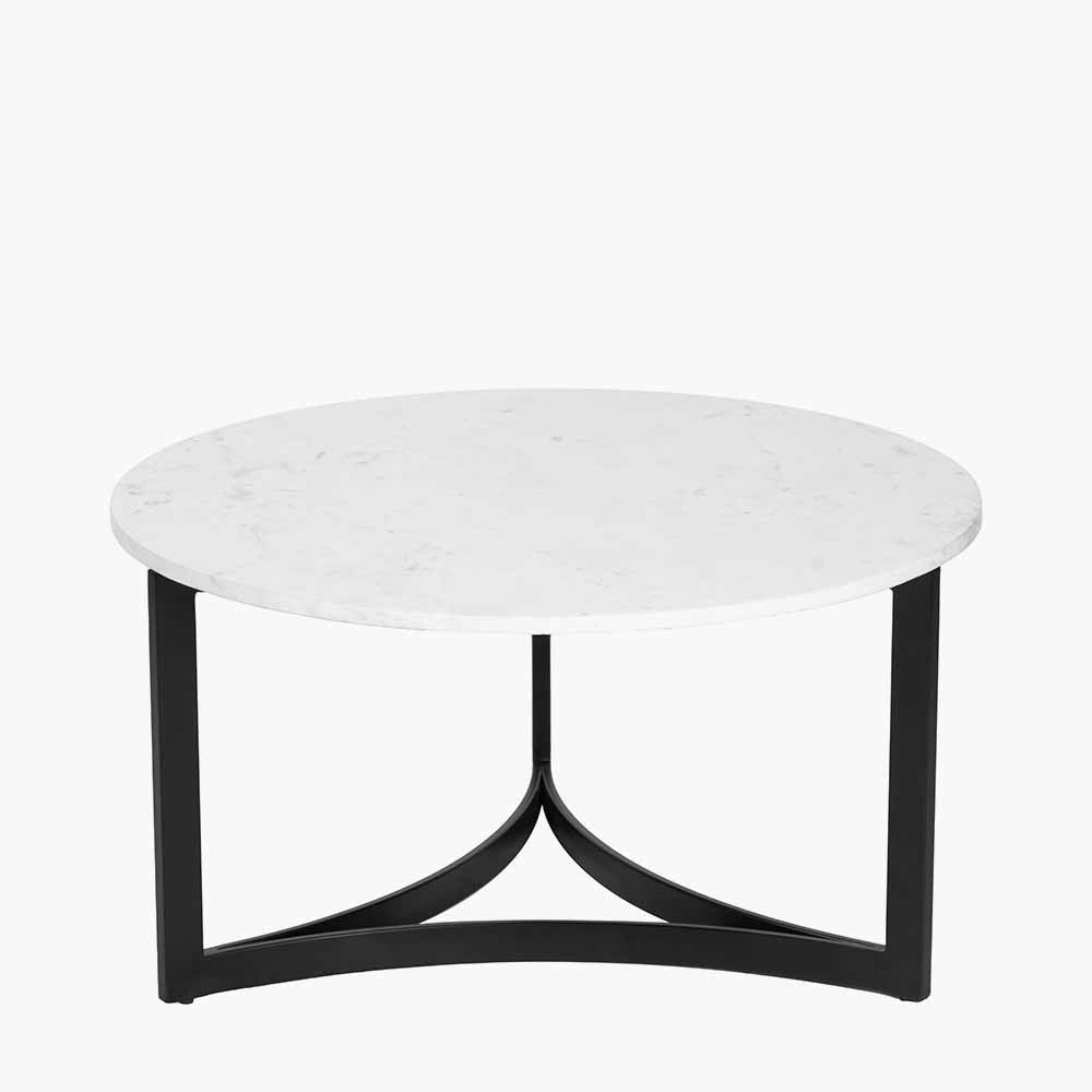 Hendrick White Marble and Black Metal Coffee Table