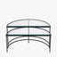 Marazzi S/2 Bevelled Glass and Black Metal Half Moon Coffee Tables