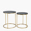 Milly S/2 Black Marble and Gold Metal Side Tables