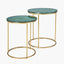 Milly S/2 Green Marble and Gold Metal Side Tables