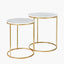 Milly S/2 White Marble and Gold Metal Side Tables