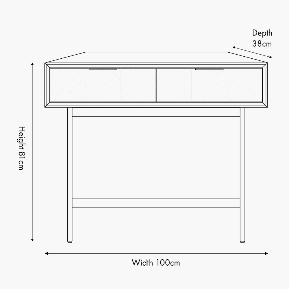 Hailee Black and Natural Chevron Oak and Pine Wood 2 Drawer Console Table