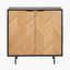 Hailee Black and Natural Chevron Oak and Pine Wood 2 Door Bar Cabinet