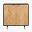 Hailee Black and Natural Chevron Oak and Pine Wood 2 Door Bar Cabinet