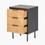 Hailee Black and Natural Chevron Oak and Pine Wood 3 Drawer Unit