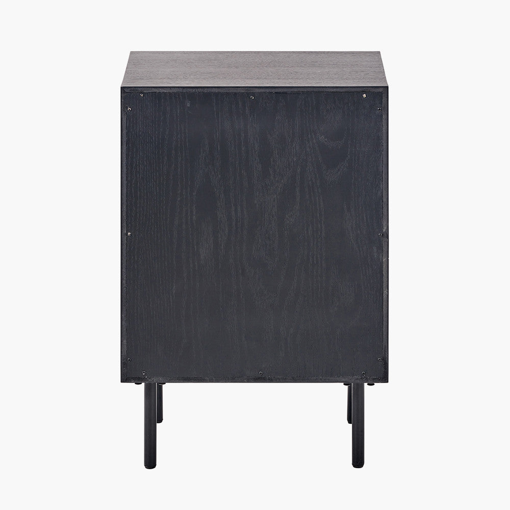Hailee Black and Natural Chevron Oak and Pine Wood 3 Drawer Unit