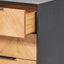Hailee Black and Natural Chevron Oak and Pine Wood 3 Drawer Unit