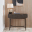 Raie Dark Brown Ribbed Oak and Pine Wood 2 Drawer Console Table