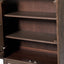 Raie Dark Brown Ribbed Oak and Pine Wood 2 Door Bar Cabinet