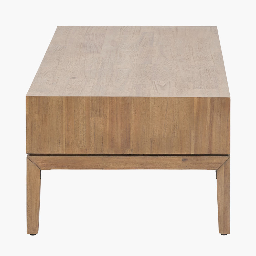 Gio Black and Natural Acacia Wood 2 Drawer Coffee Table