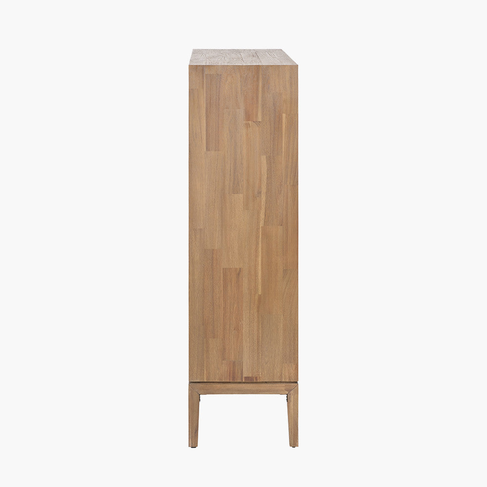 Gio Black and Natural Acacia Wood 3 Door, 2 Drawer, 2 Niche Shelf Unit