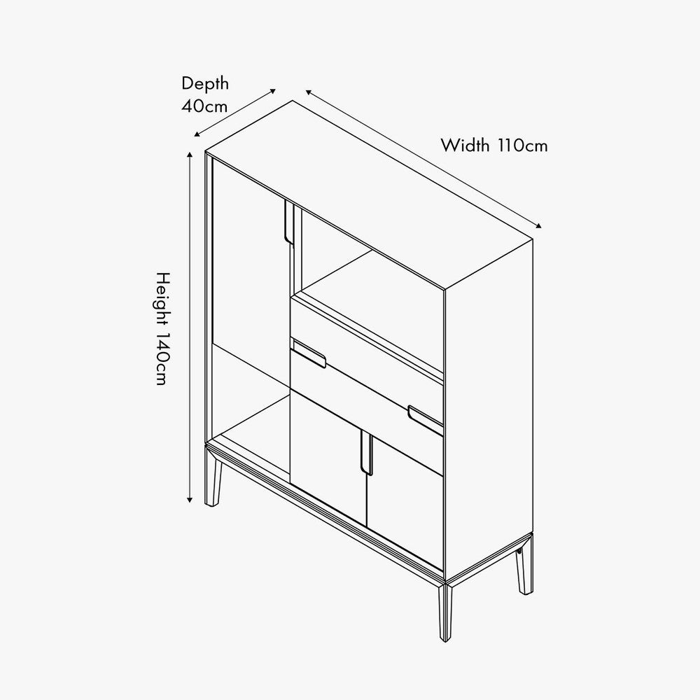 Gio Black and Natural Acacia Wood 3 Door, 2 Drawer, 2 Niche Shelf Unit