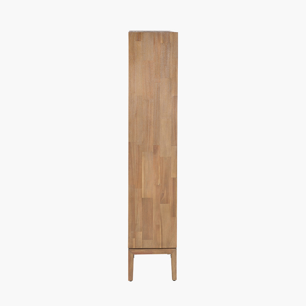 Gio Black and Natural Acacia Wood 2 Drawer, 7 Niche Shelf Unit