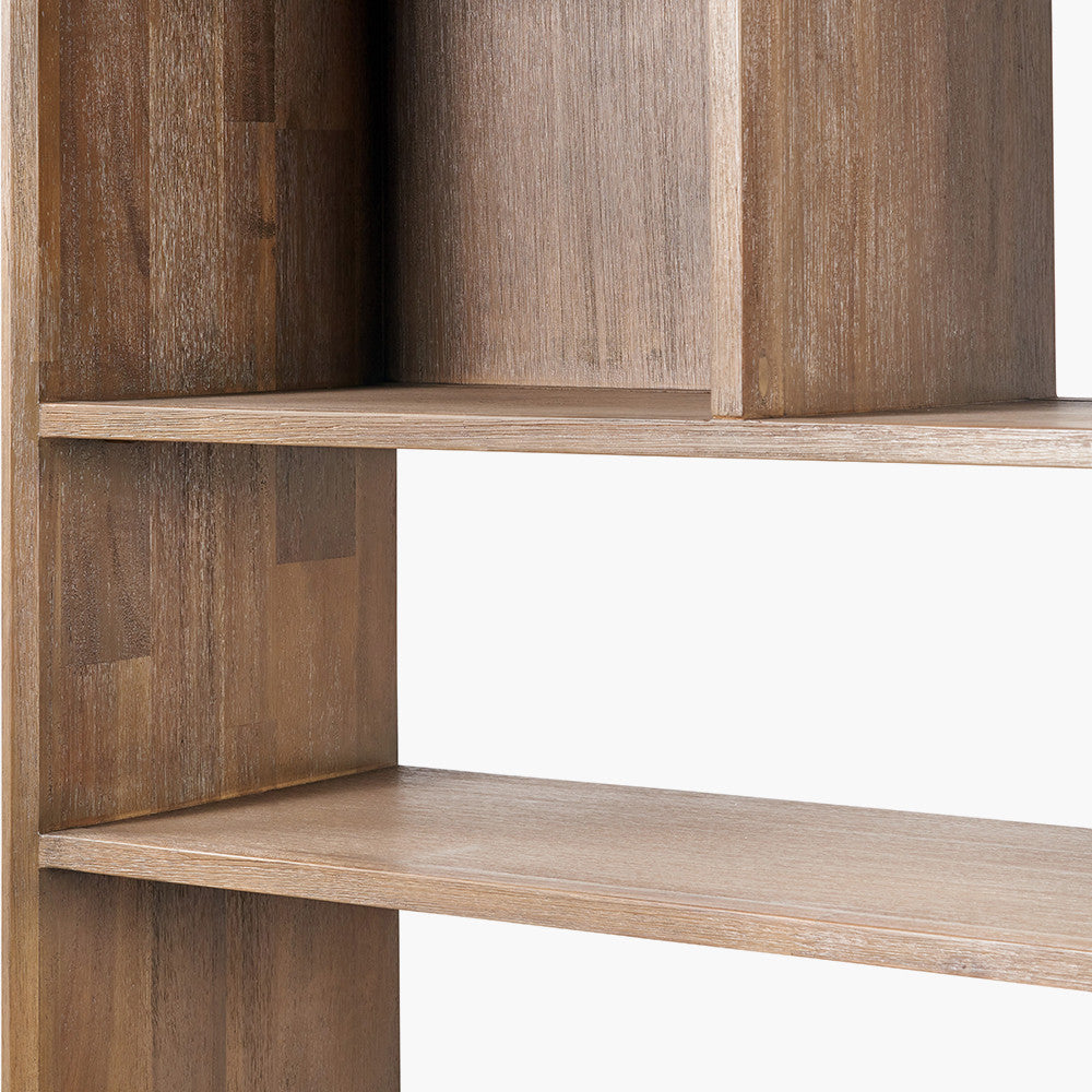 Gio Black and Natural Acacia Wood 2 Drawer, 7 Niche Shelf Unit