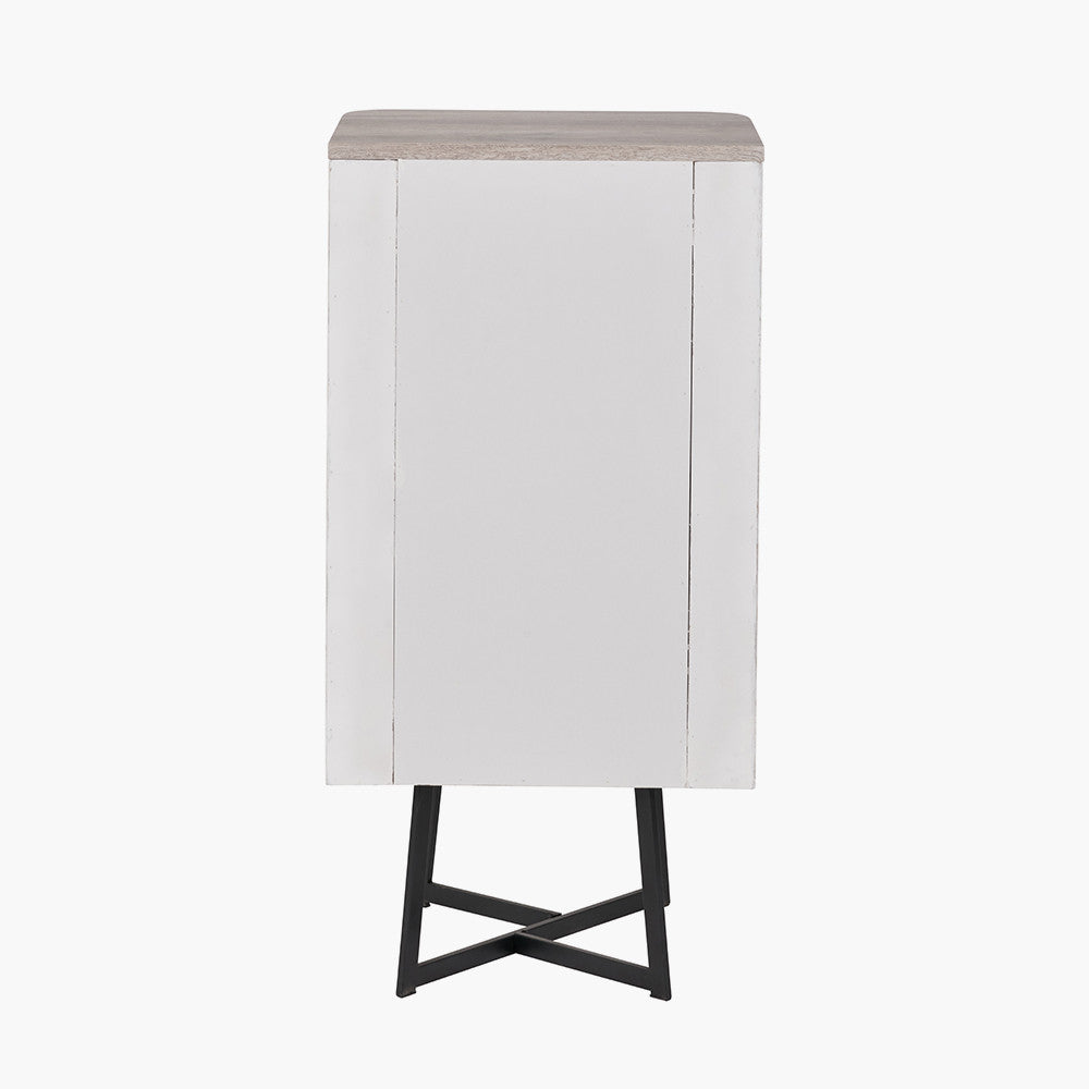 Ukiah Grey Oak Veneer and Black Metal 5 Drawer Tall Boy