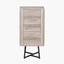 Ukiah Grey Oak Veneer and Black Metal 5 Drawer Tall Boy