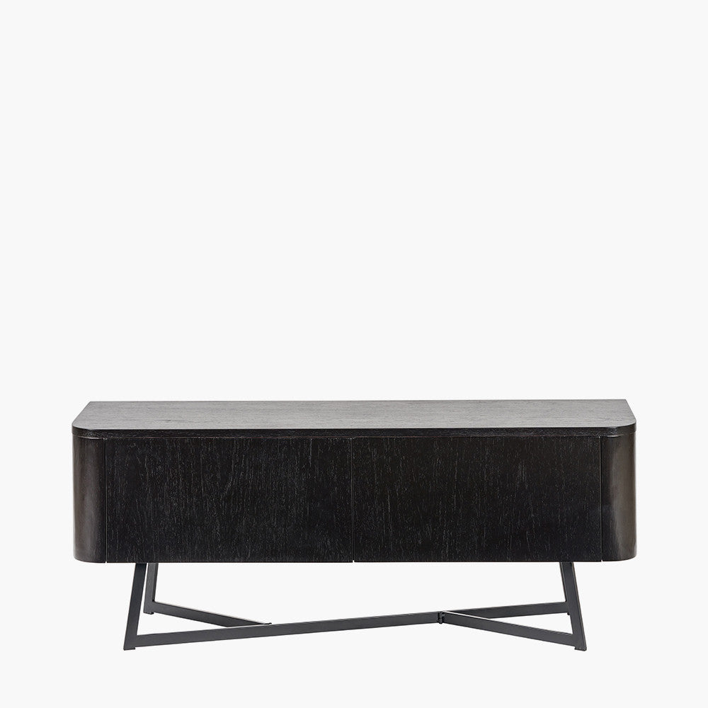 Ukiah Black Ash Veneer and Black Metal 2 Door Low Unit