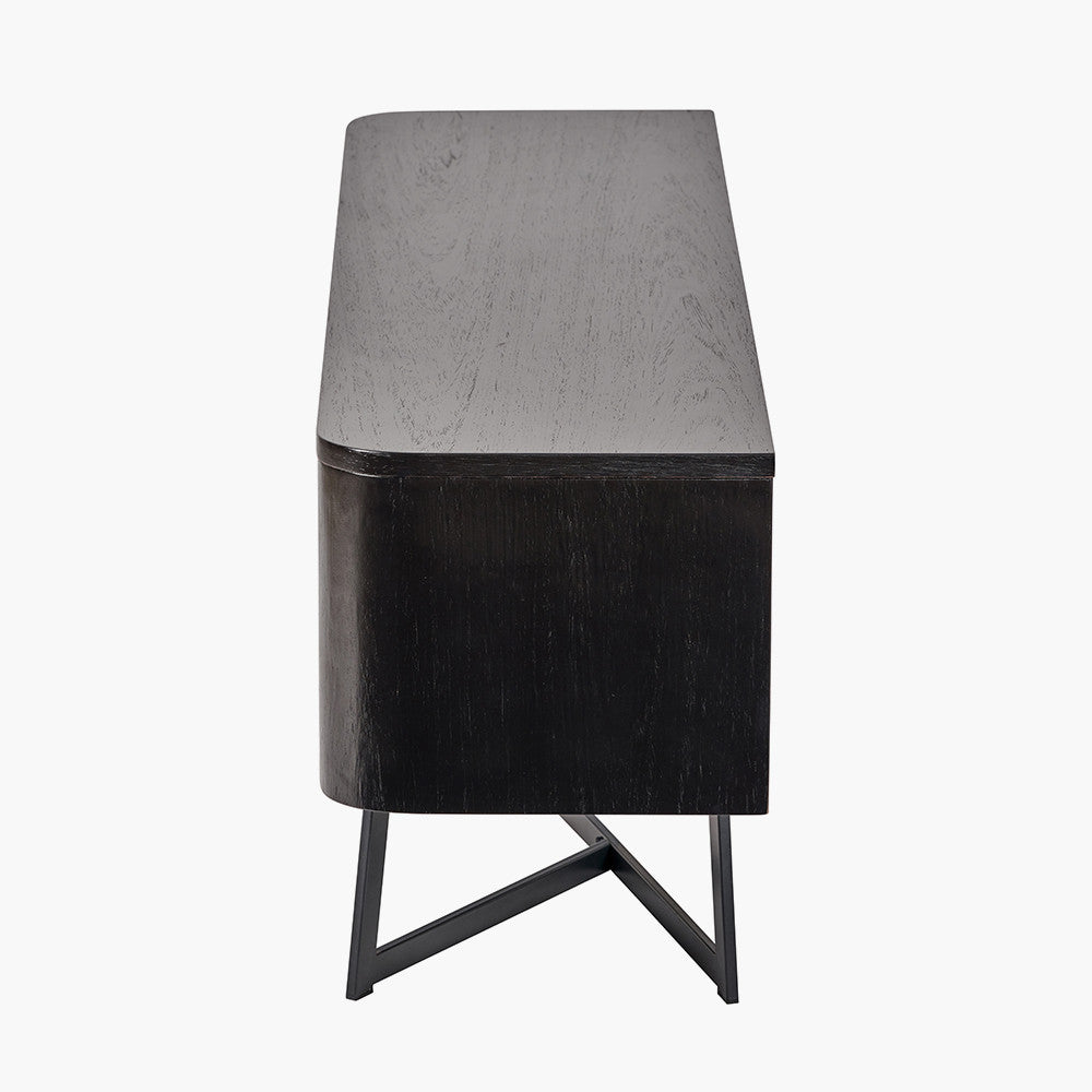 Ukiah Black Ash Veneer and Black Metal 2 Door Low Unit