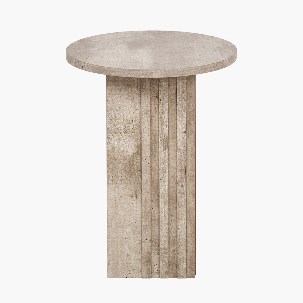 Elkton Concrete Effect Wood Veneer Groove Detail Side Table