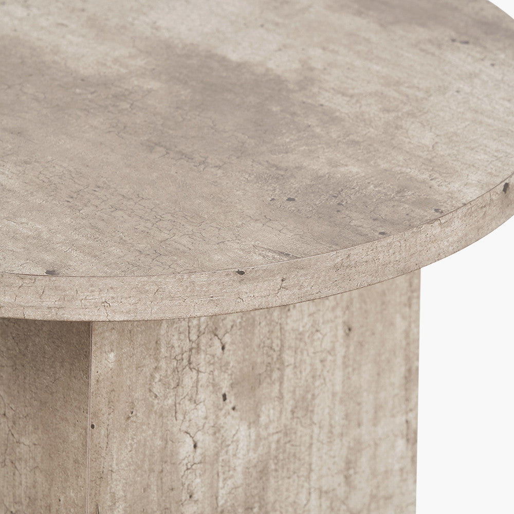 Elkton Concrete Effect Wood Veneer Groove Detail Side Table