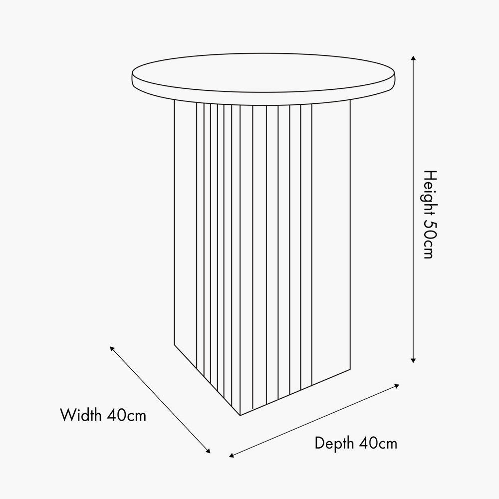 Elkton Concrete Effect Wood Veneer Groove Detail Side Table