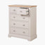 Fairford Parchment White Pine and Oak Wood 5 Drawer Unit