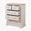 Fairford Parchment White Pine and Oak Wood 5 Drawer Unit