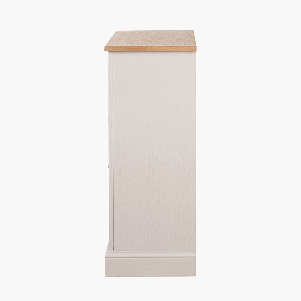 Fairford Parchment White Pine and Oak Wood 5 Drawer Unit