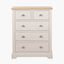 Fairford Parchment White Pine and Oak Wood 5 Drawer Unit