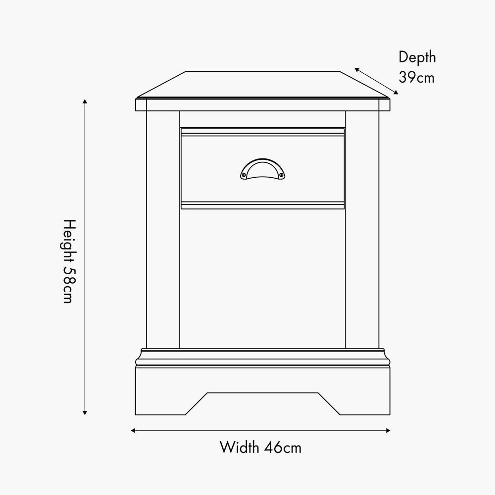 Fairford Parchment White Pine and Oak Wood 1 Drawer Unit