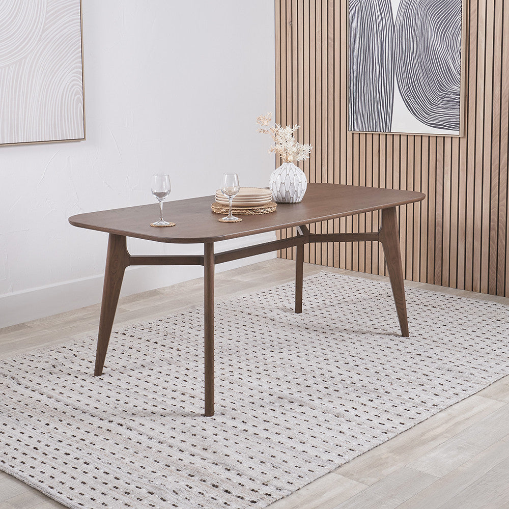 Elias Dark Ash Wood Retro Dining Table