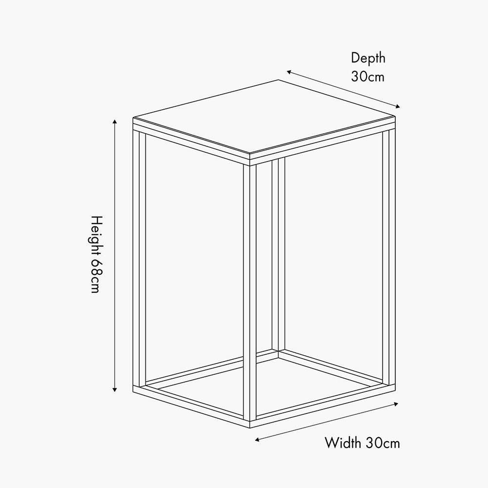 Kalani White Marble and Black Metal Tall Square Side Table