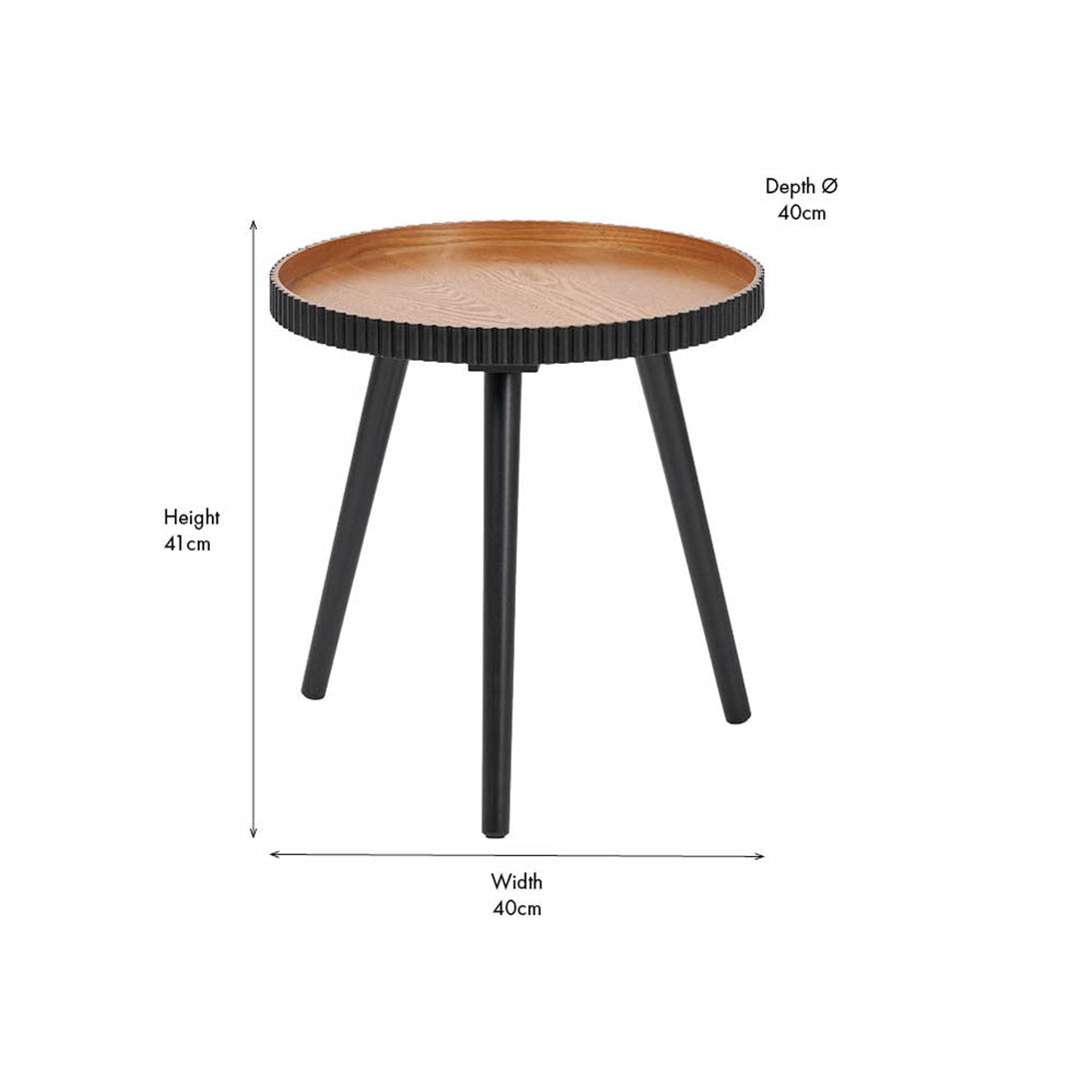 Hammond Natural and Black Pine Wood Side Table