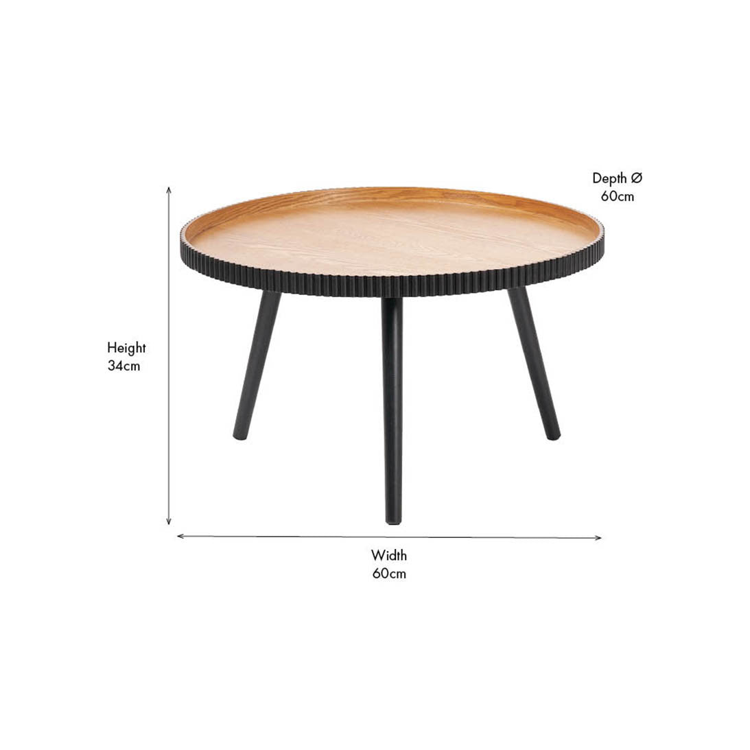 Hammond Natural and Black Pine Wood Coffee Table