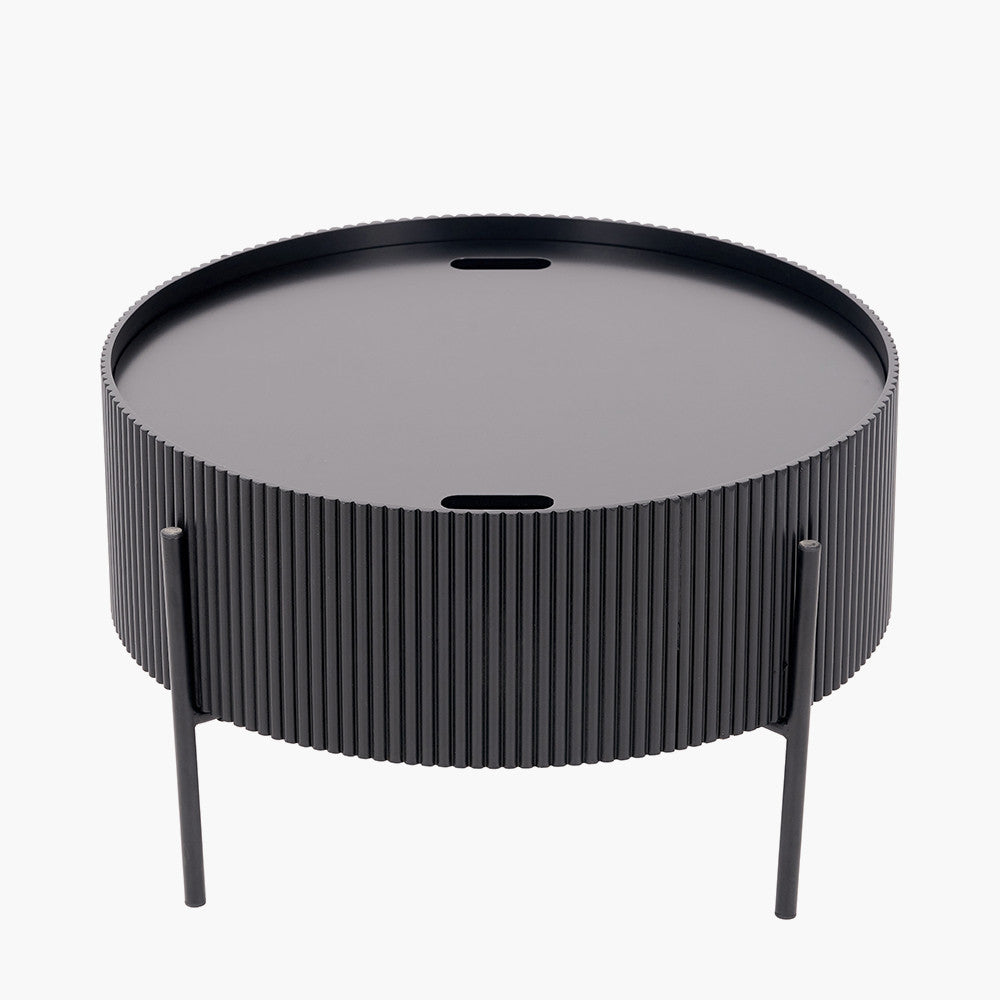 Henderson Black Wood and Black Metal Storage Coffee Table