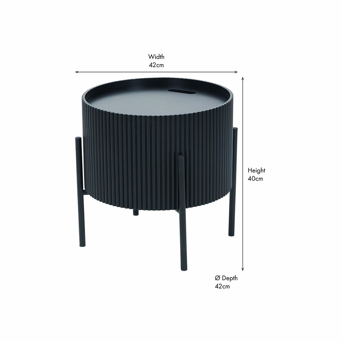 Henderson Black Wood and Black Metal Storage Side Table