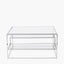 Aleandra Clear Glass and Silver Metal Coffee Table