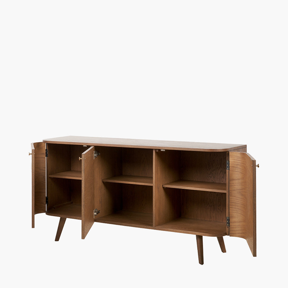 Elias Dark Ash Wood Retro 3 Door Sideboard