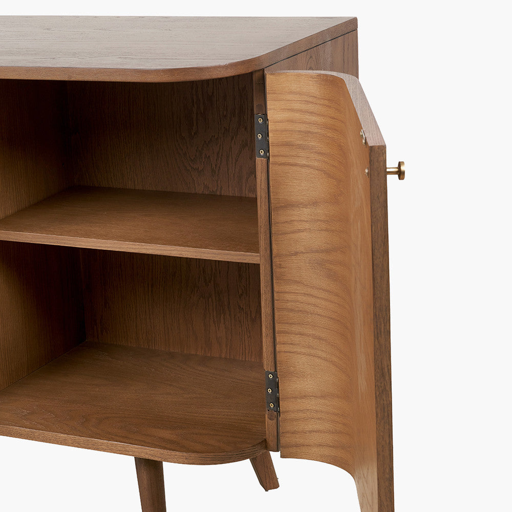 Elias Dark Ash Wood Retro 3 Door Sideboard