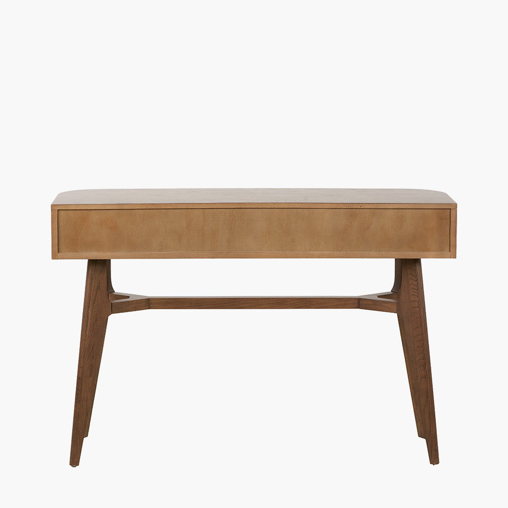 Elias Dark Ash Wood Retro 2 Drawer Console Table