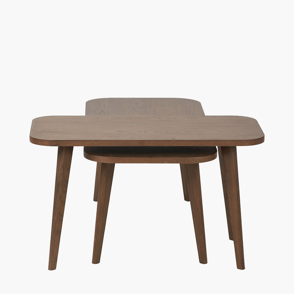 Elias Dark Ash Wood Retro Set of 2 Coffee Tables