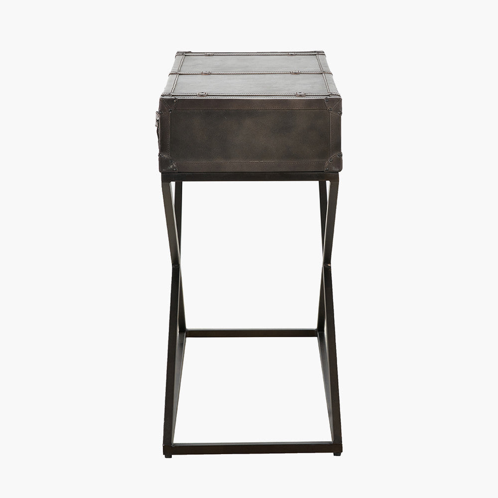 Adriano Peppercorn Leather Console Table