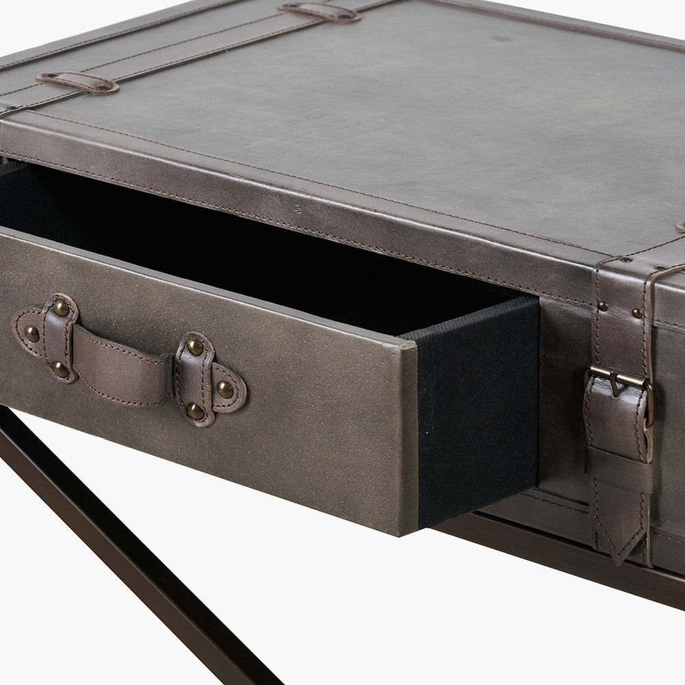 Adriano Peppercorn Leather Console Table