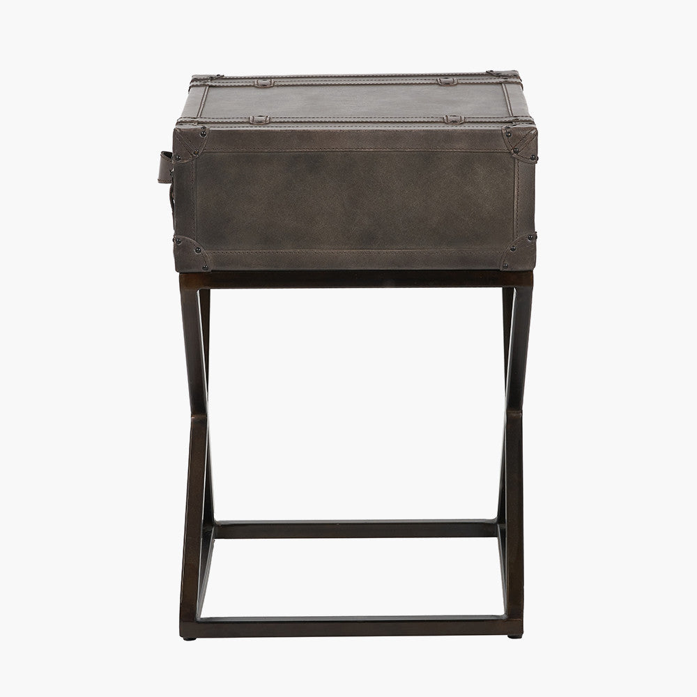 Adriano Peppercorn Leather Side Table