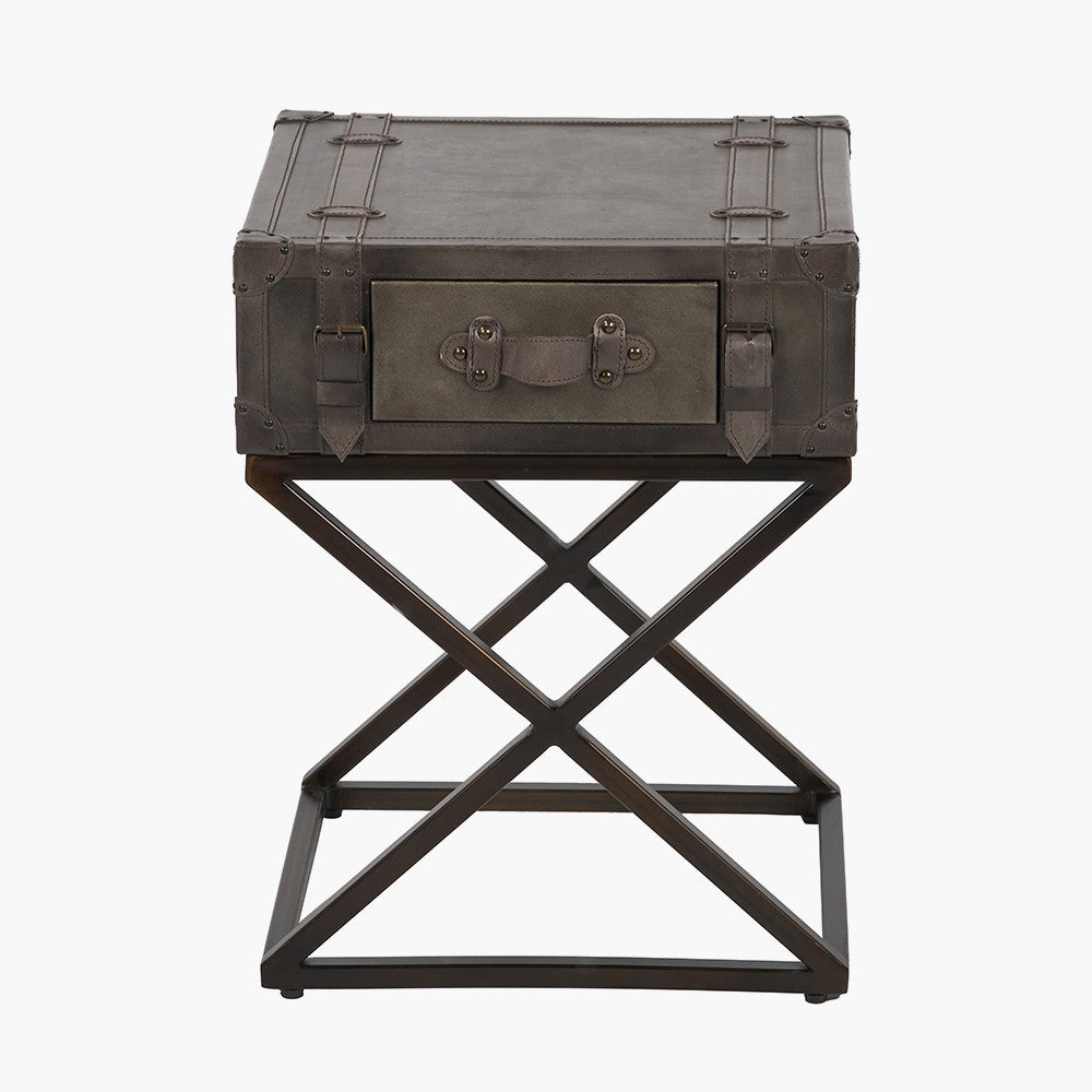 Adriano Peppercorn Leather Side Table
