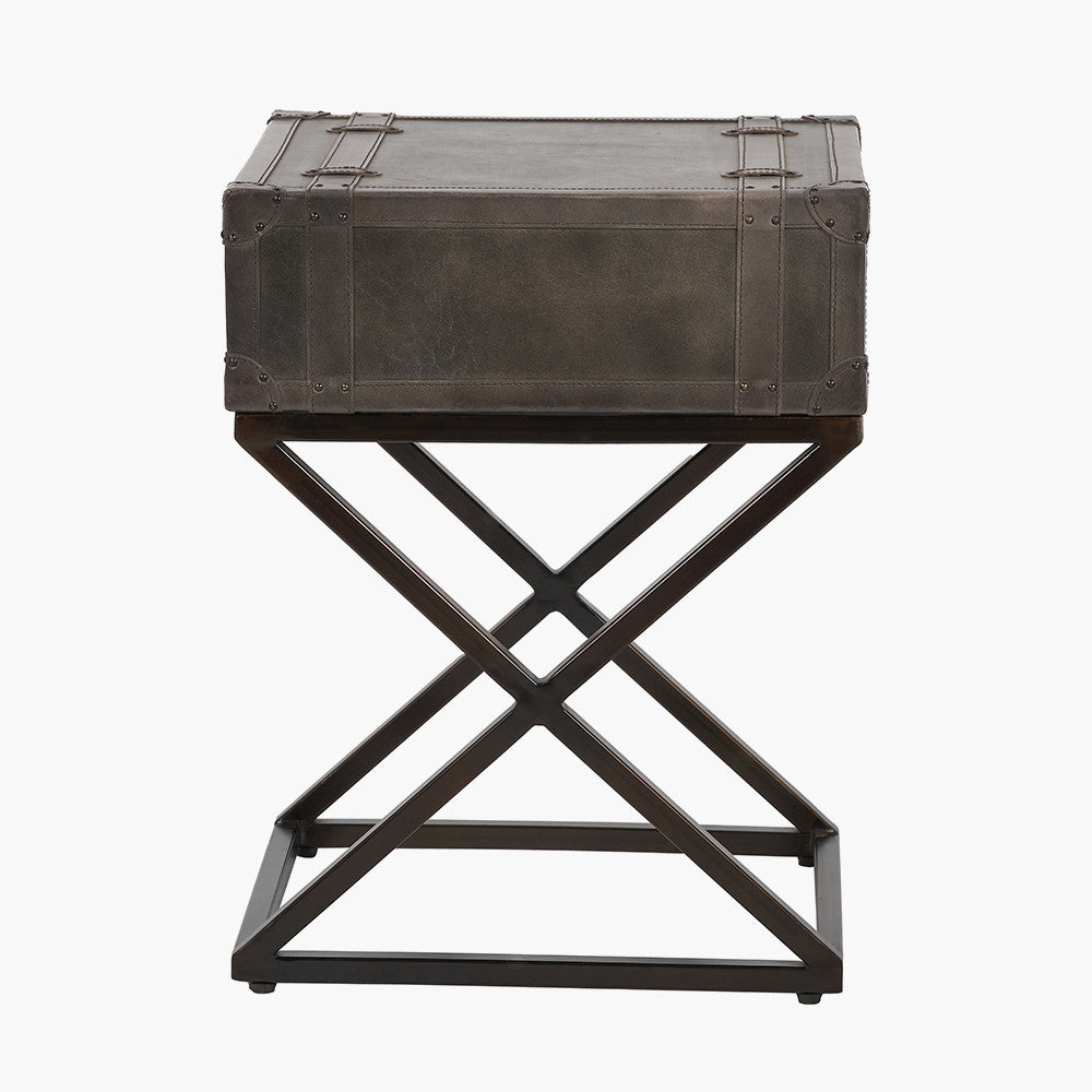 Adriano Peppercorn Leather Side Table