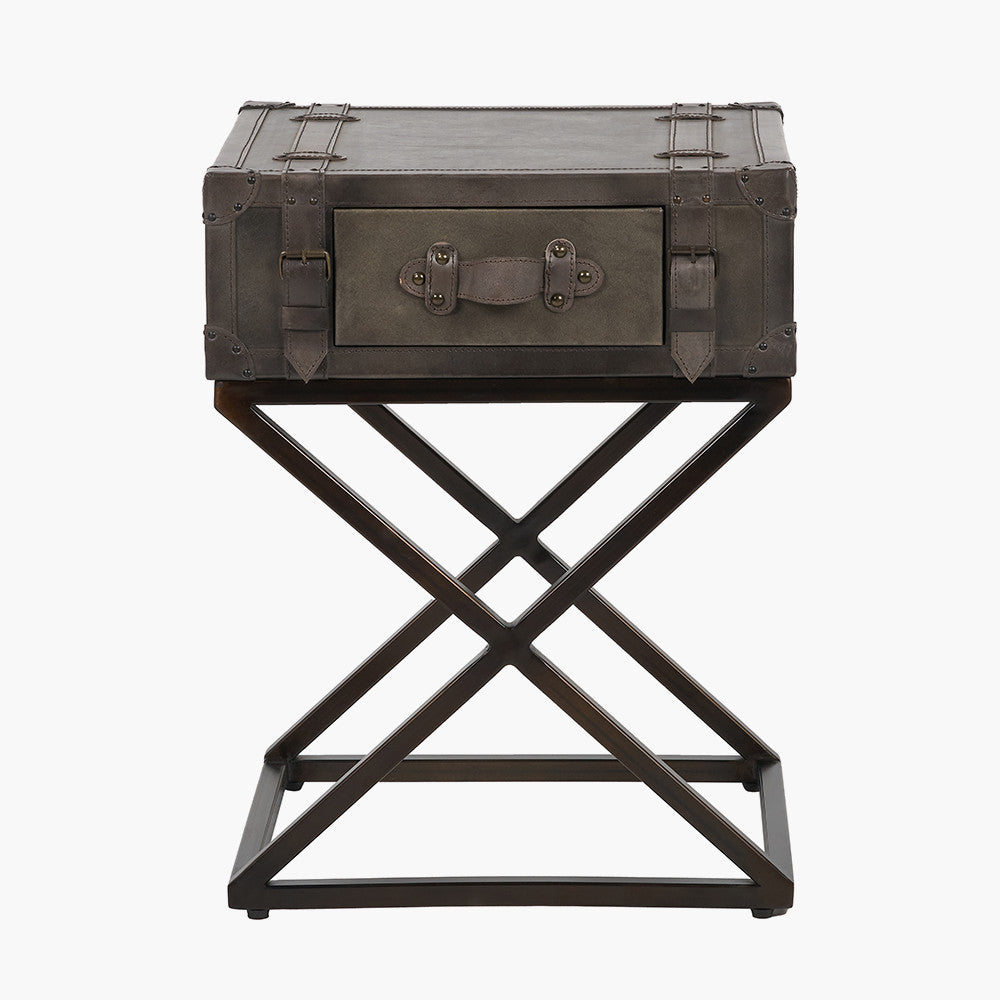 Adriano Peppercorn Leather Side Table