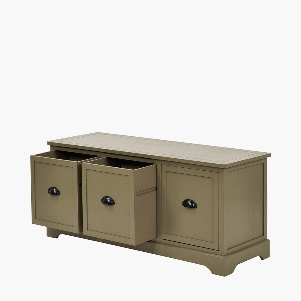 Croft Olive Pine Wood 3 Drawer Unit