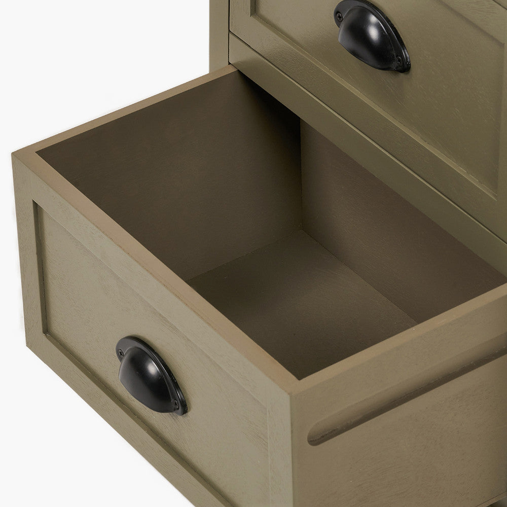 Croft Olive Pine Wood 5 Drawer Unit